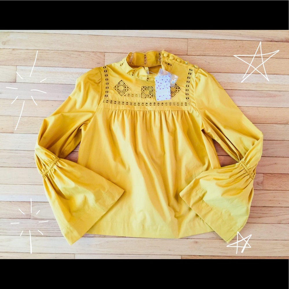 FREE PEOPLE ( XS ) MUSTARD ETERNITY BLOUSE